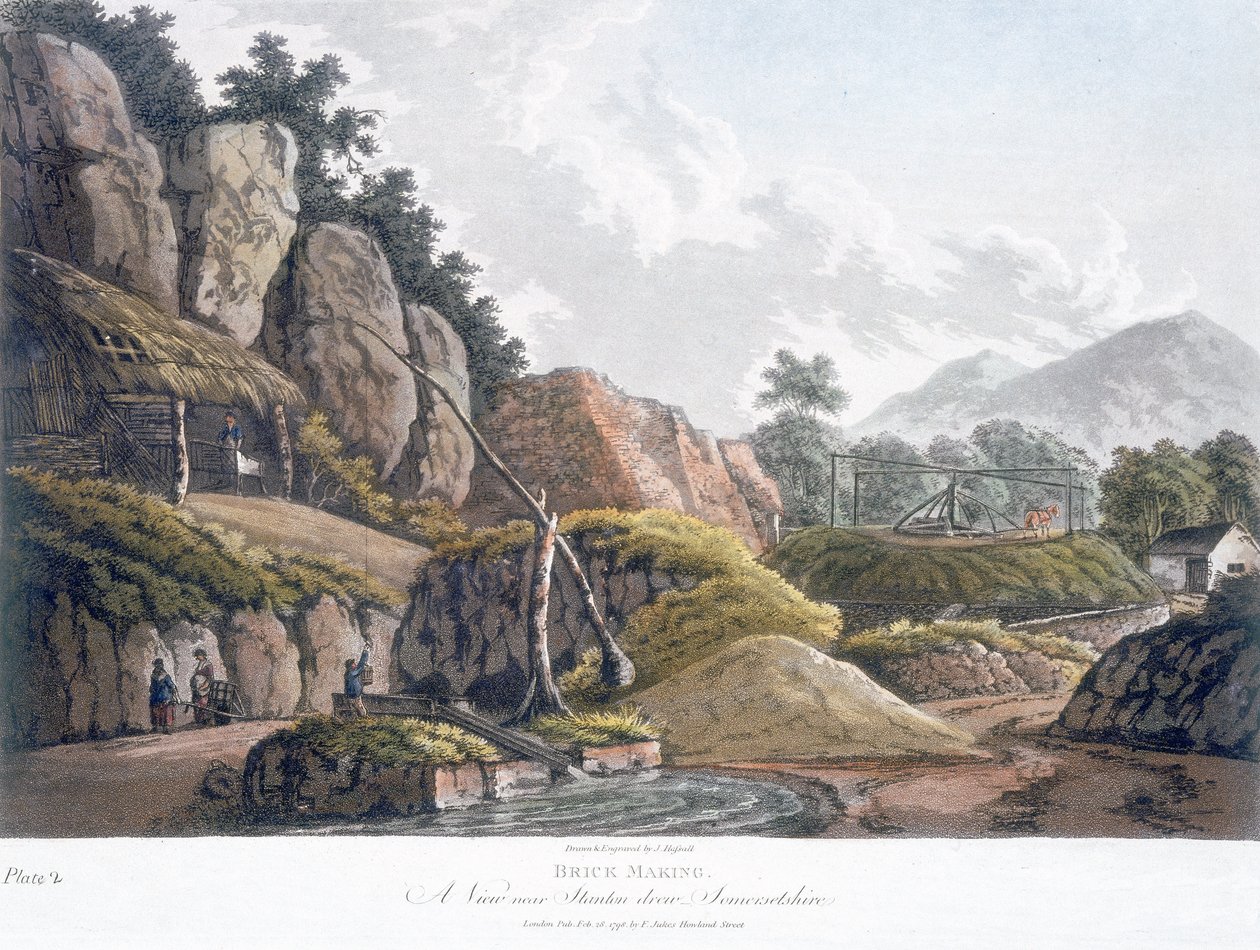Ziegelherstellung nahe Stanton Drew, Somerset, 28. Februar 1798 von J. Hassall