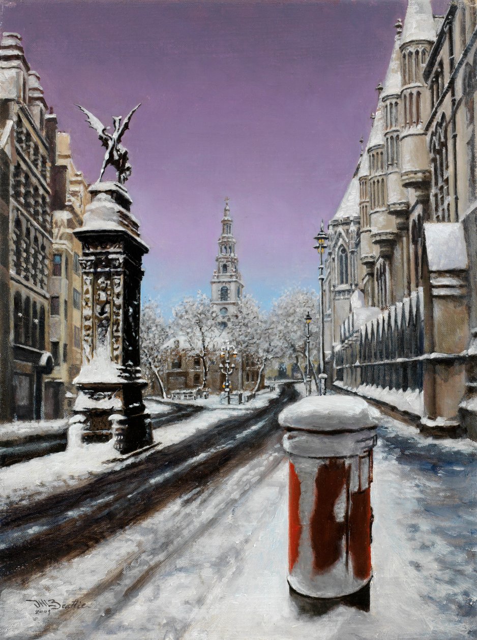 Fleet St im Schnee, 2000 von J Hugh L Beattie