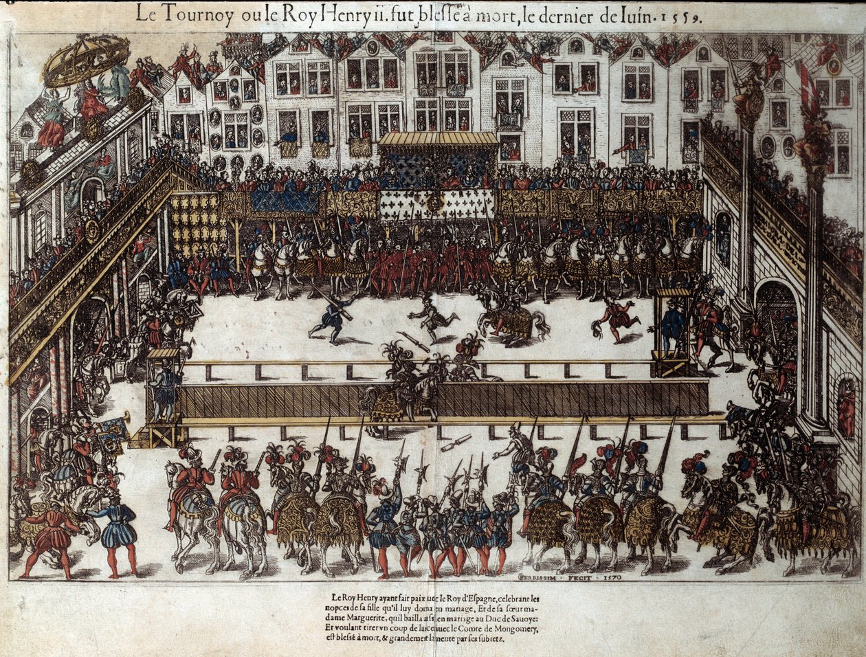 Turnier und Tod von Henri II (30. Juni 1559) von J. J. and Tortorel J. (fl.1568 92) Perrissin