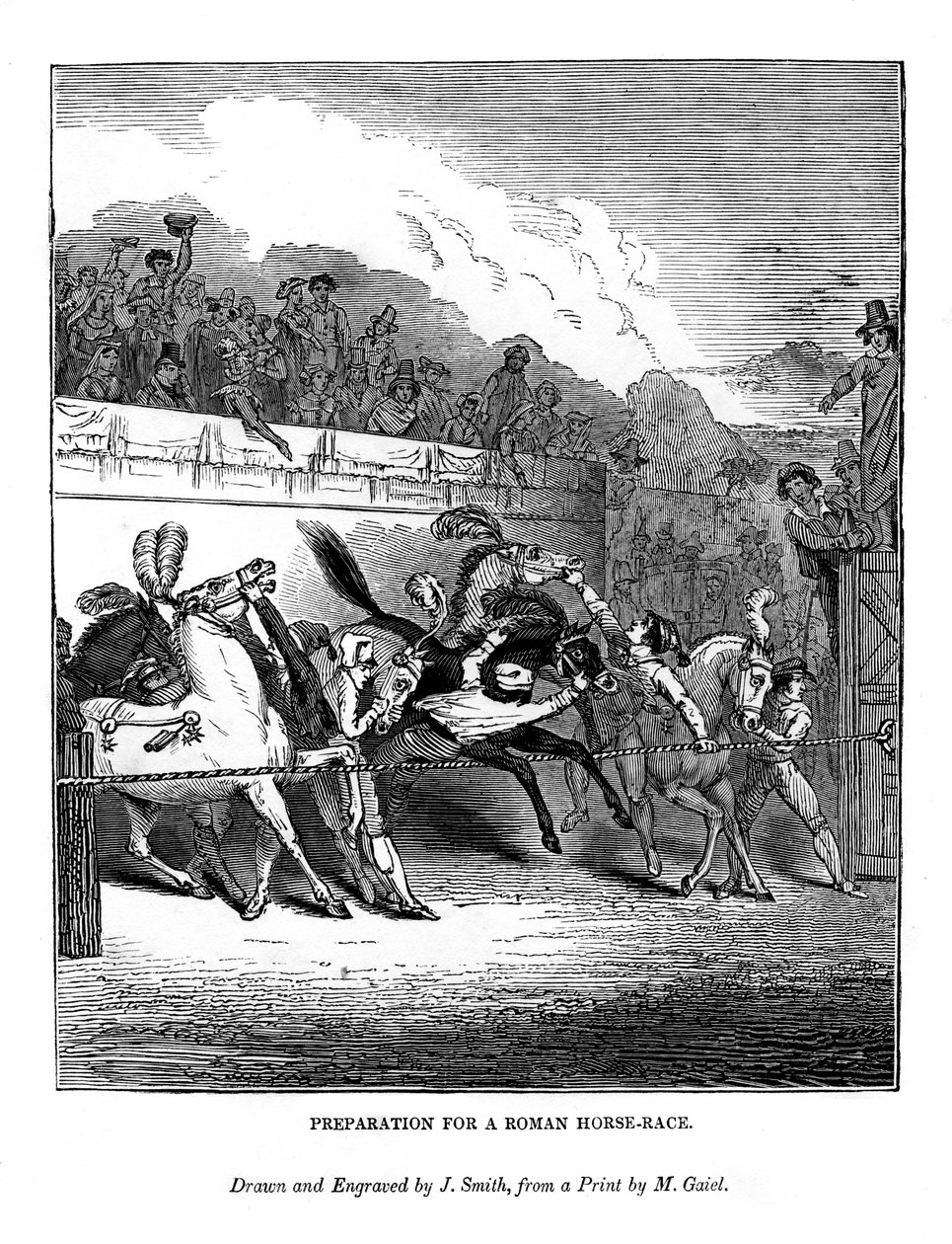Vorbereitung für ein römisches Pferderennen, 1843 von J. Jackson