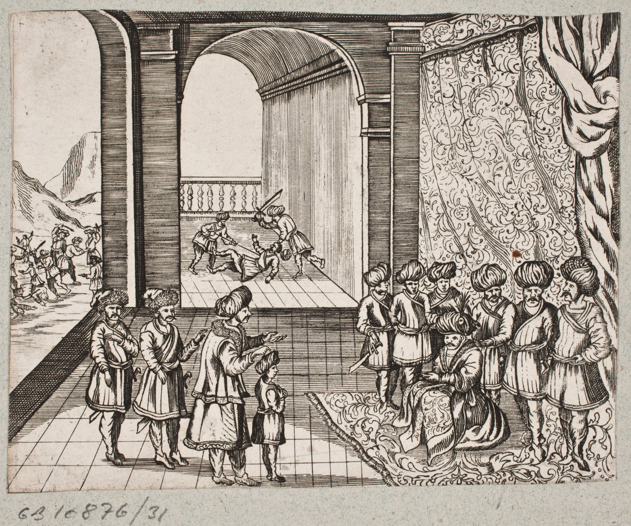 Illustration zu Adam Olearius, Persianischer Rosenthal von einem Sinnreichen Poeten Schich Saadi, Schleswig 1660 von J. Muller