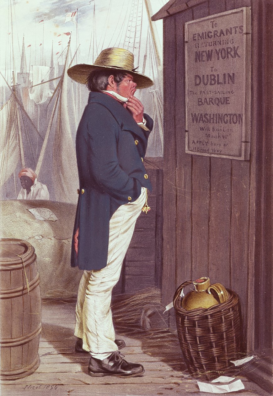 Heimwärts, Der Kai von New York, graviert von T.H. Maguire, 1854 von J Nicol