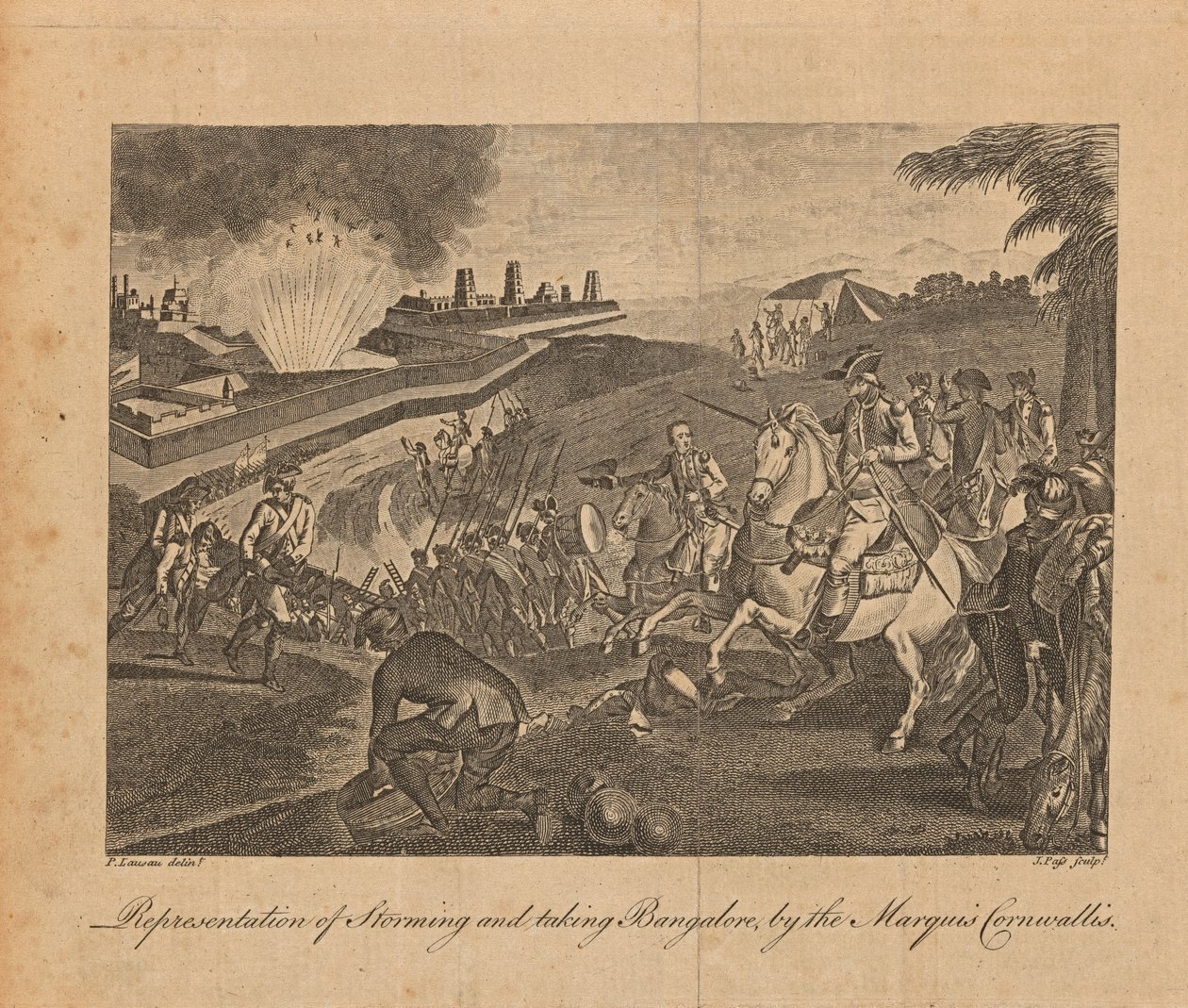 Darstellung des Sturms und der Einnahme von Bangalore durch den Marquis Cornwallis von J. Pass