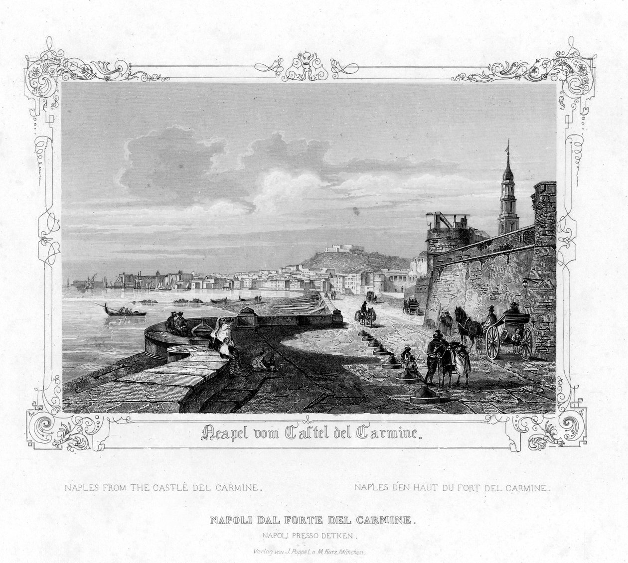 Neapel vom Carmine-Schloss, Italien, 19. Jahrhundert von J. Poppel
