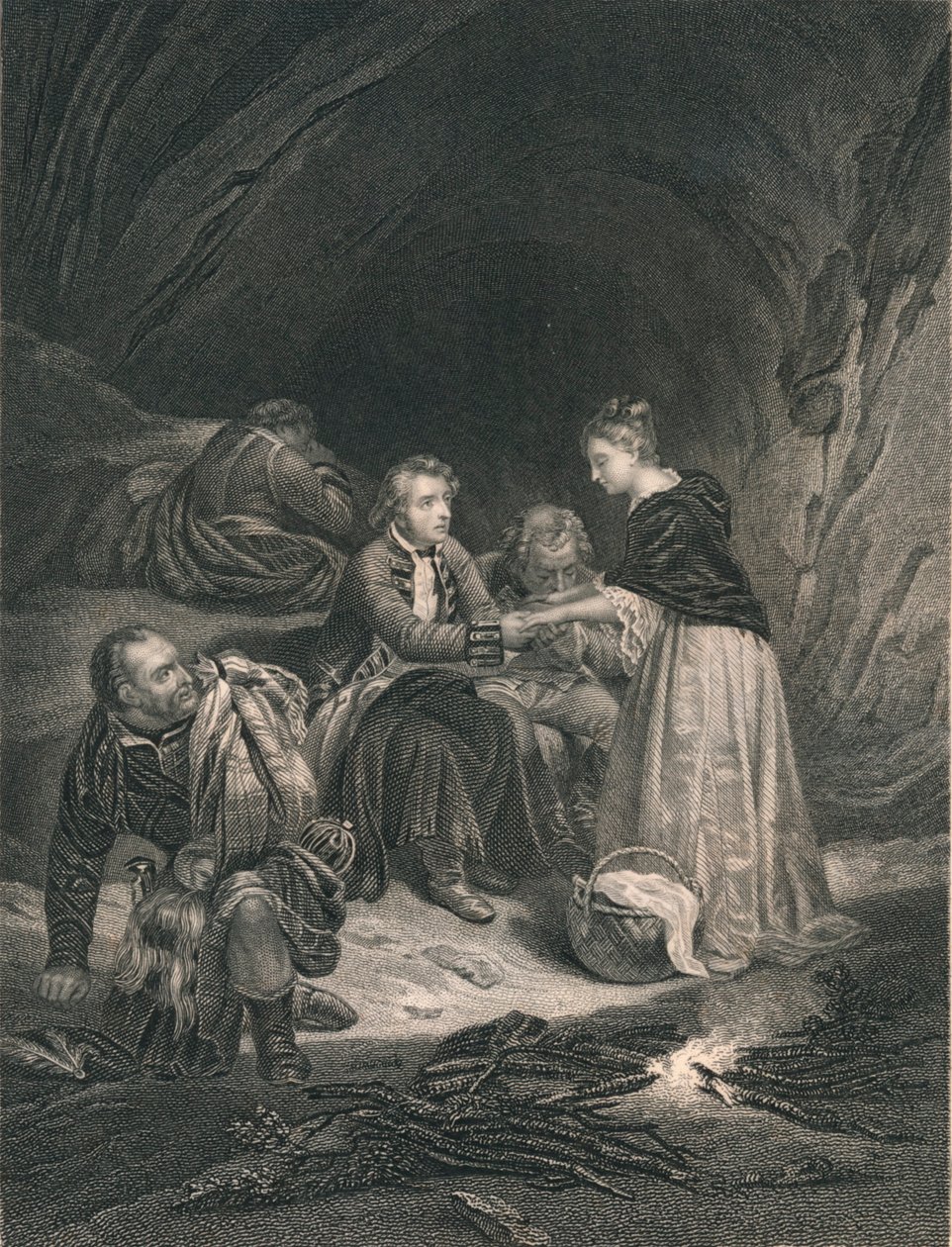 Chas. Edward Der Prätendent und Flora Macdonald, Mitte des 19. Jahrhunderts von J. Rogers