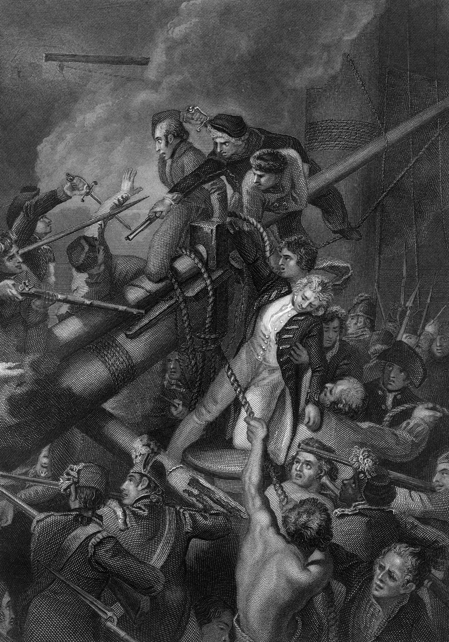 Der Tod von Kapitän Faulknor, 1795 ca. 1857 von J. Rogers