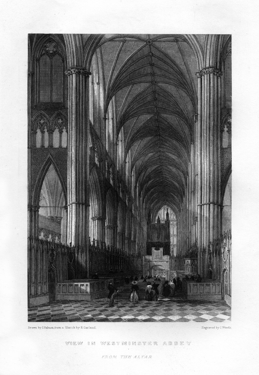 Westminster Abbey vom Altar aus, London, 19. Jahrhundert von J. Woods