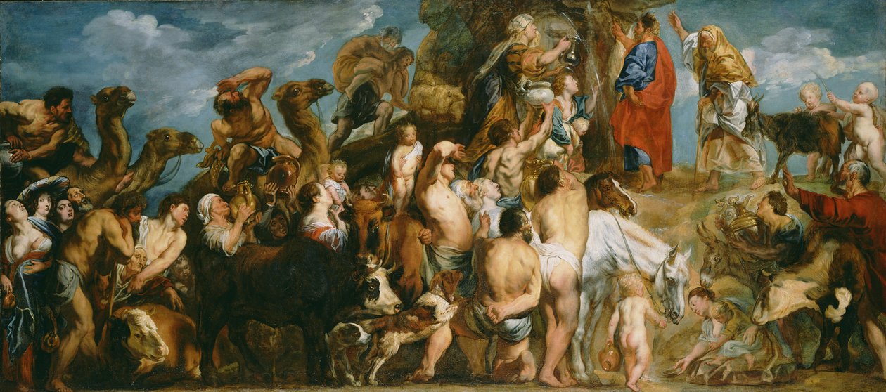 Moses schlägt Wasser aus dem Felsen, ca. 1645-50 von Jacob Jordaens