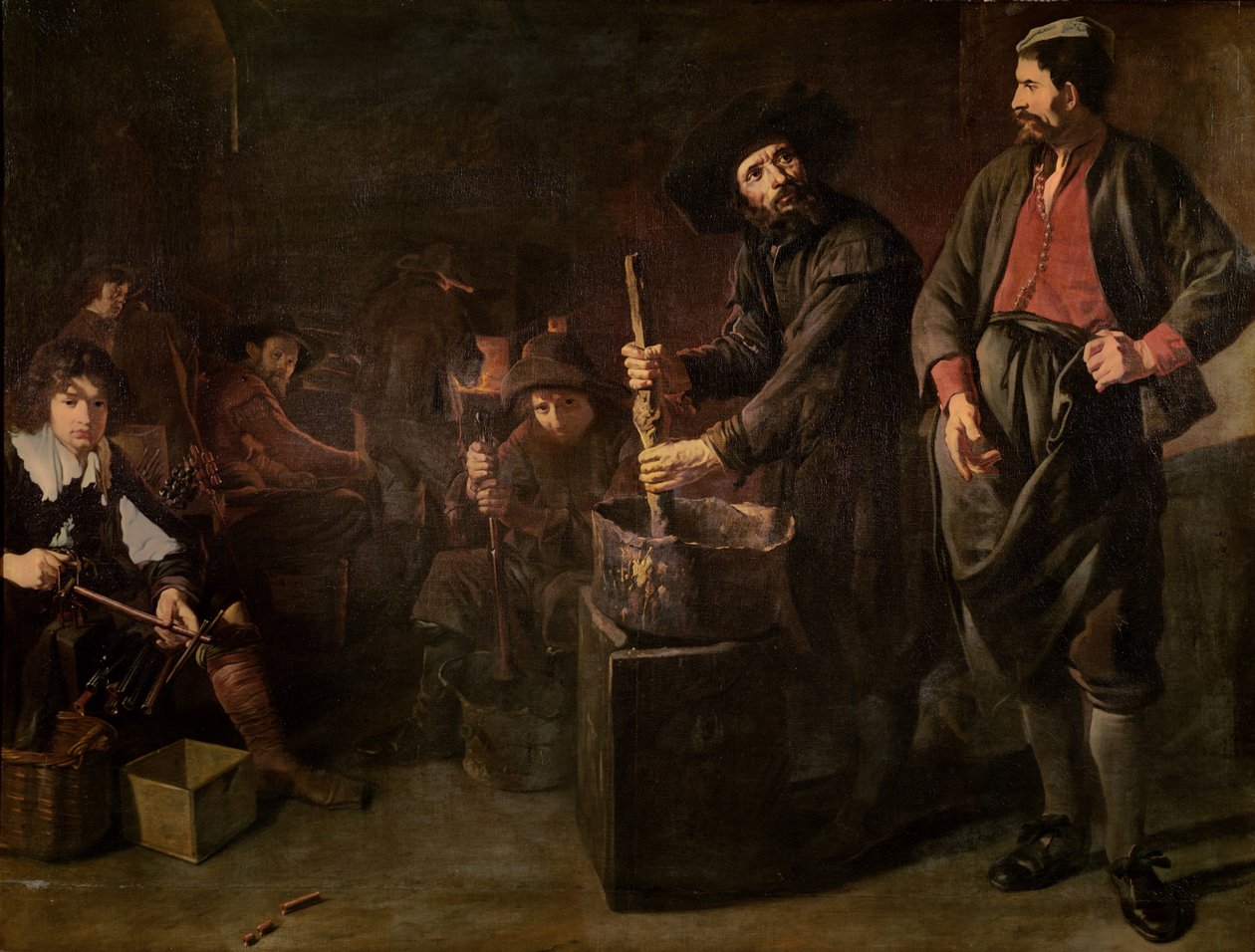 Innenraum einer Glasbläserei in Amsterdam von Jacob or Jacques van Loo