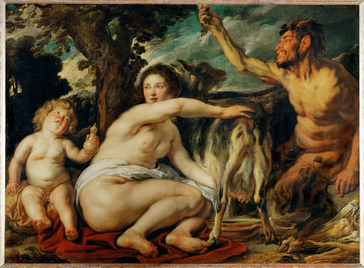 Jupiter als Kind, genährt von der Ziege Amalthea von Jacob (studio of) Jordaens