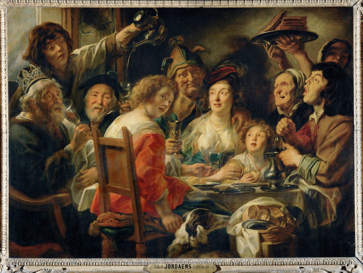 Der Bohnenkönig, ein Fest für Epiphanias von Jacob (studio of) Jordaens