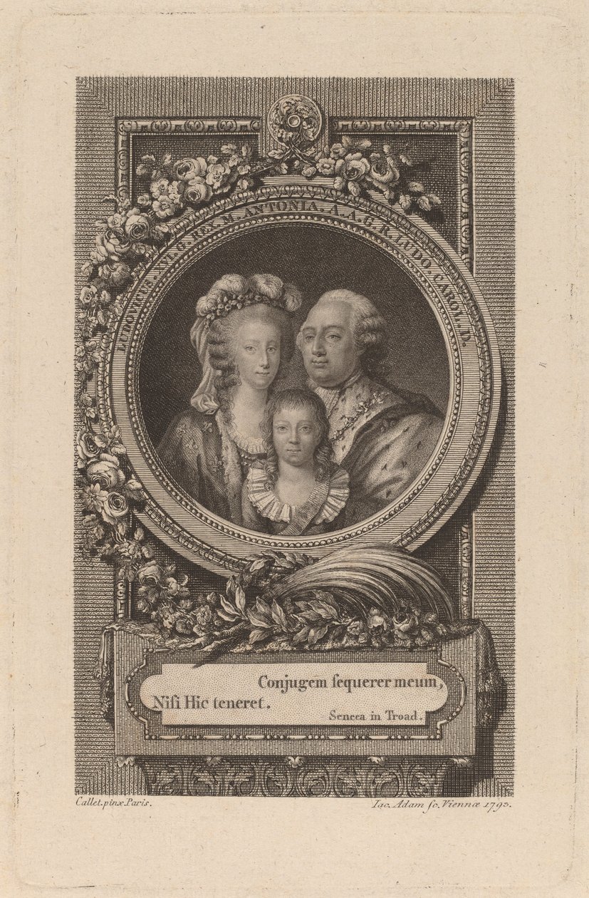 Ludwig XVI., Marie-Antoinette und Louis-Charles von Jacob Adam after Antoine François Callet