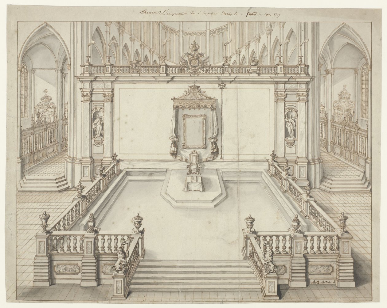Thronsaal in der St.-Bavokerk in Gent zur Krönung von Karl VI., Deutscher Kaiser, 1717 von Jacob Colin