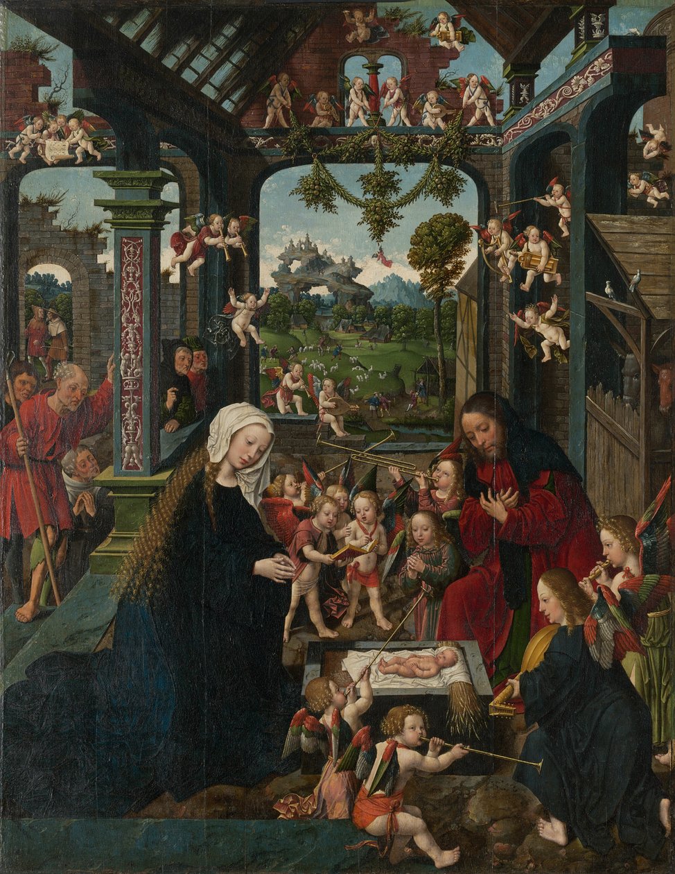 Die Anbetung des Christkindes von Jacob Cornelisz. van Oostsanen