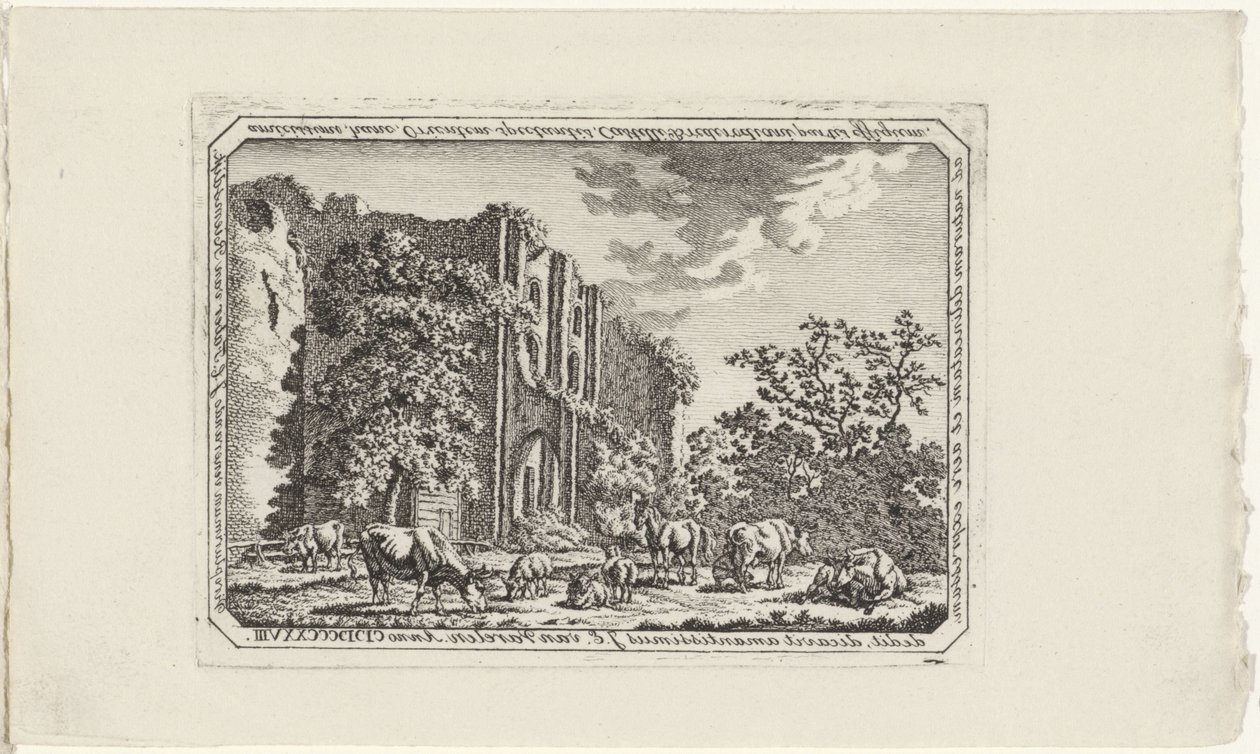 Vieh bei der Ruine von Brederode von Jacob Elias van Varelen