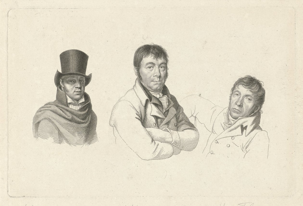 Porträts von Jan Kamphuysen, Dirk Versteegh und Hendrik de Flines von Jacob Ernst Marcus