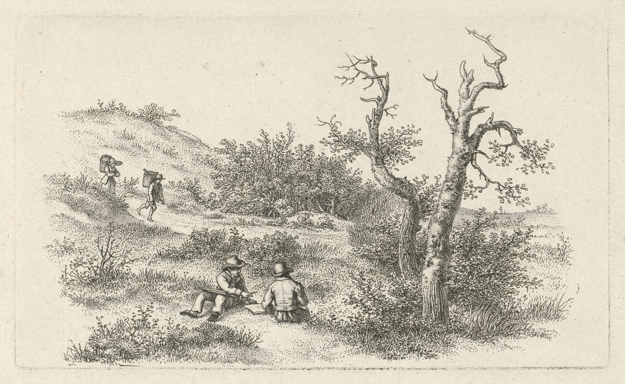Zeichner in einer Dünenlandschaft von Jacob Ernst Marcus