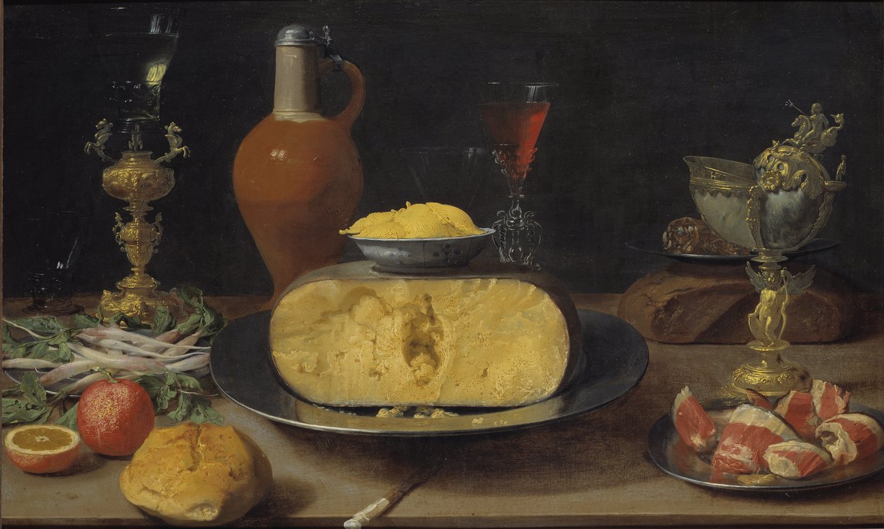 Frühstücksstillleben mit Käse und Kelch von Jacob  Foppens van Es