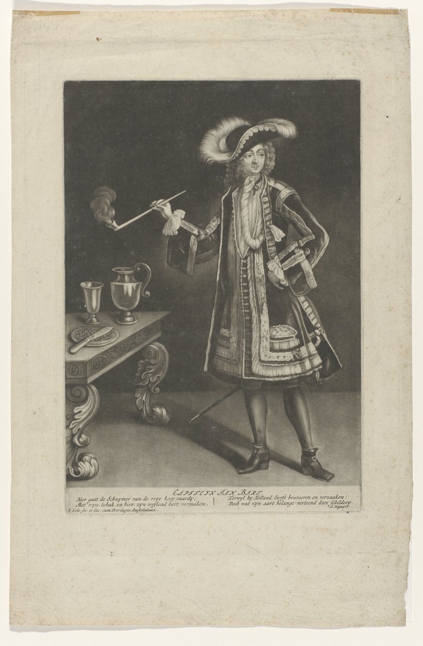 Porträt Kapitän Jan Bart, stehend mit Pfeife von Jacob Gole