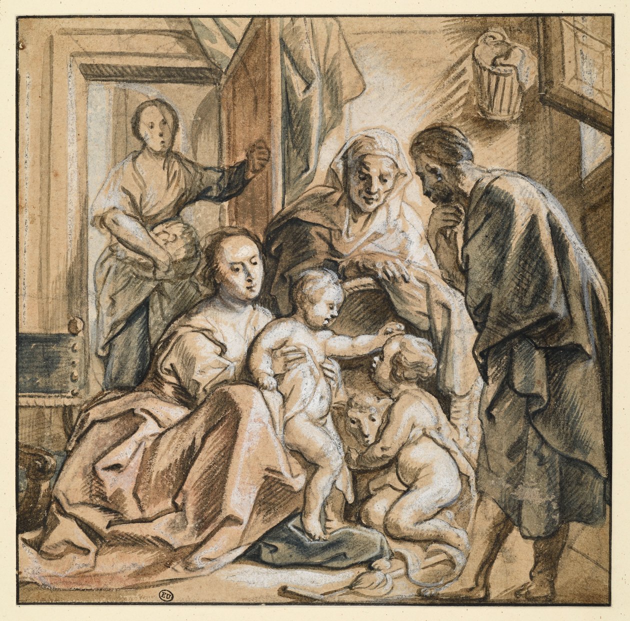 Die heilige Familie mit Elisabeth und dem Johannesknaben von Jacob Jordaens