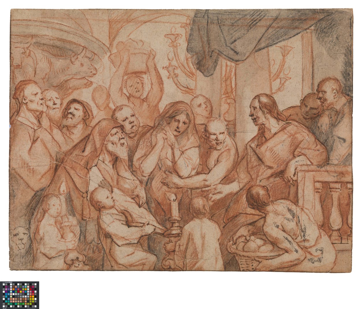 Christus und die Ehebrecherin, vorbereitende Skizze, Rückseite: Die Gefangennahme von Christus von Jacob Jordaens