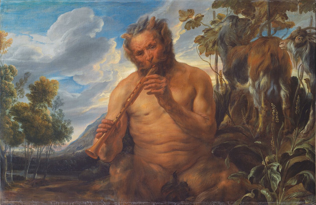 Satyr spielt die Flöte (Jupiters Kindheit) (Fragment) von Jacob Jordaens