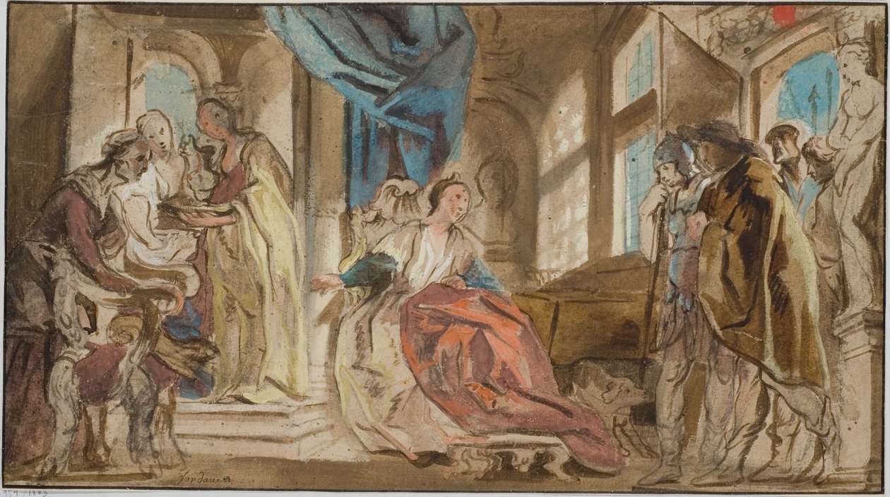 Telemachus führt Theoklymenos vor seine Mutter Penelope von Jacob Jordaens