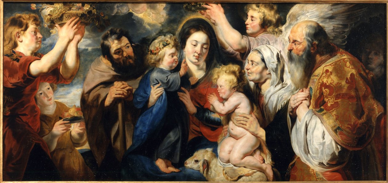 Die Heilige Familie mit dem jungen Johannes dem Täufer und Engeln von Jacob Jordaens