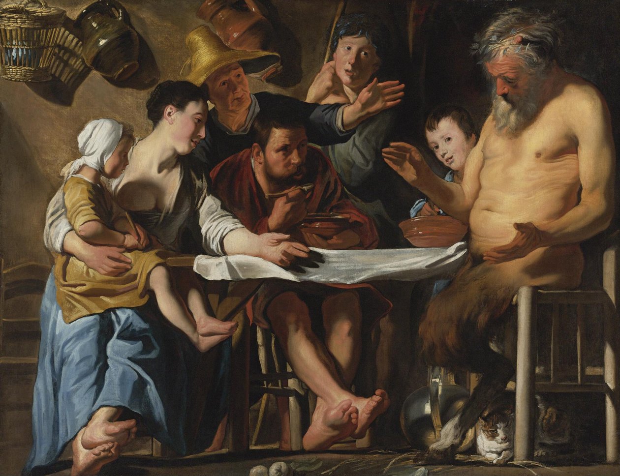 Der Satyr und die Bauernfamilie von Jacob Jordaens