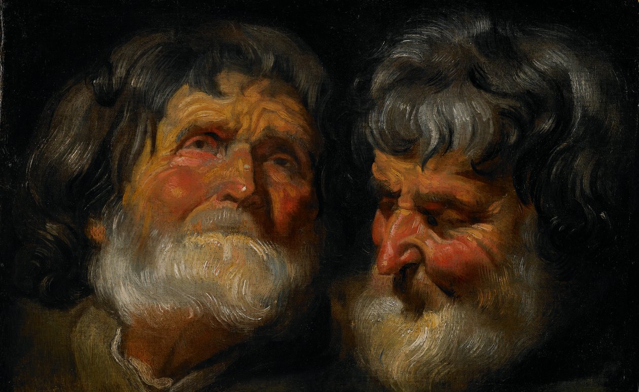 Zwei Studien des Kopfes eines alten Mannes von Jacob Jordaens