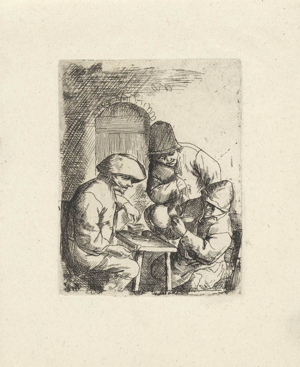 Drei Männer und ein leerer Krug (Kopien nach Adriaan van Ostade) von Jacob Laurensz. van der Vinne