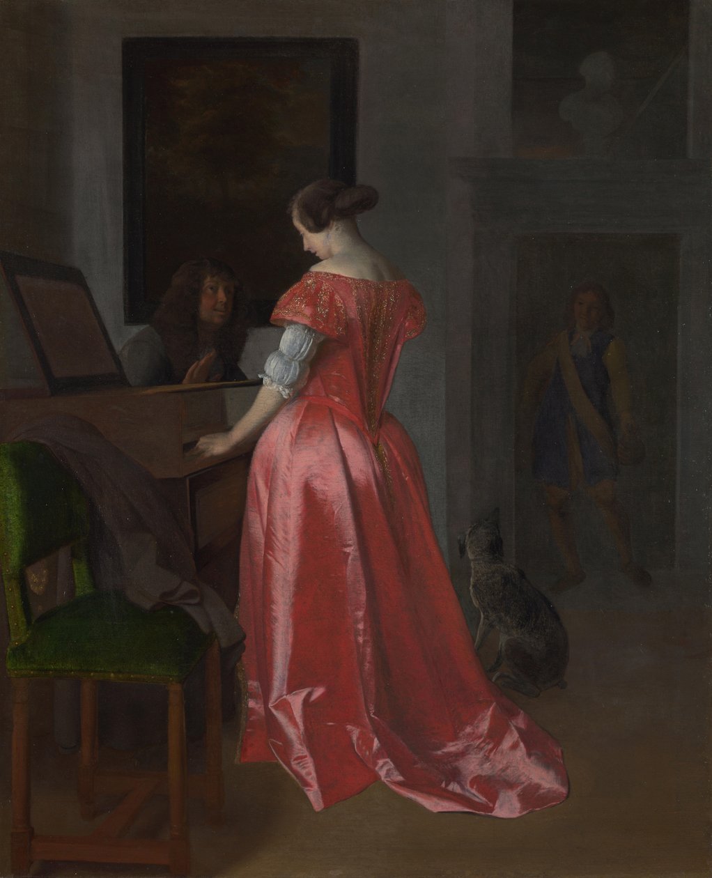 Eine Frau, die an einem Cembalo steht, ca. 1675 von Jacob Lucasz. Ochtervelt