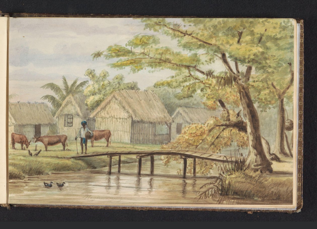 Sklavenwohnungen auf der Kaffeeplantage Sorgvliet von Jacob Marius Adriaan Martini van Geffen