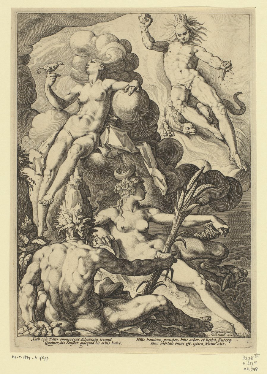 Die vier Elemente (Mythologische und allegorische Darstellungen) von Jacob Matham (attributed to)