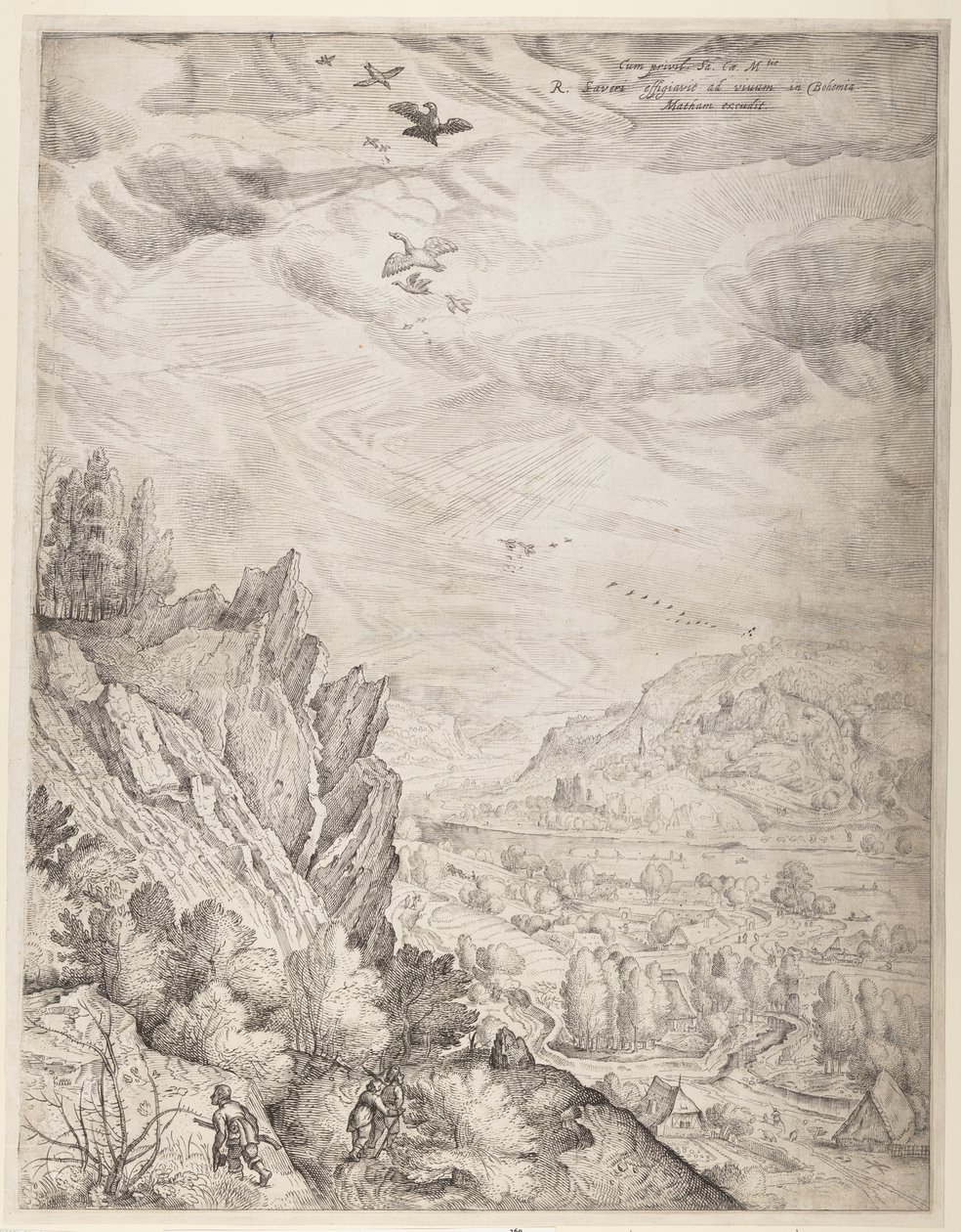 Böhmische Landschaft mit Paaren und Jägern (rechte Platte) von Jacob Matham