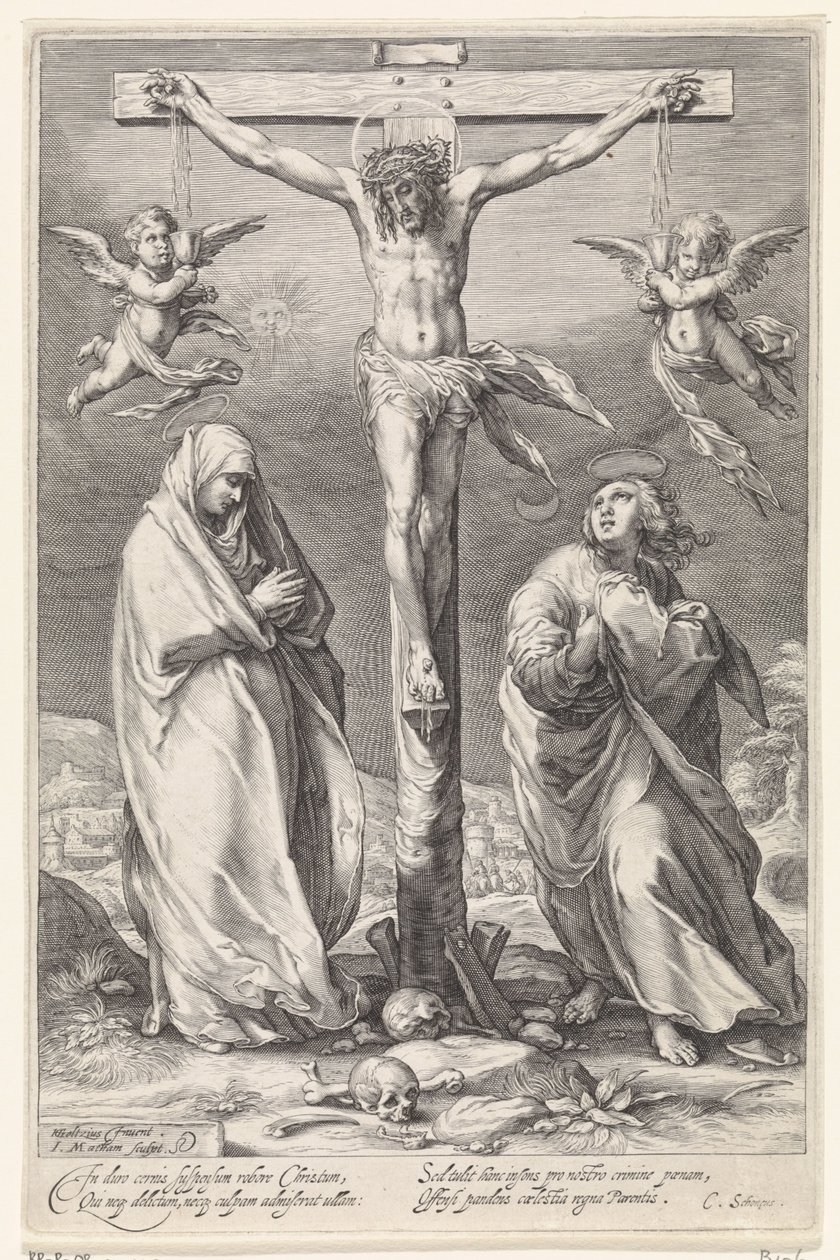 Christus am Kreuz mit Johannes und Maria von Jacob Matham