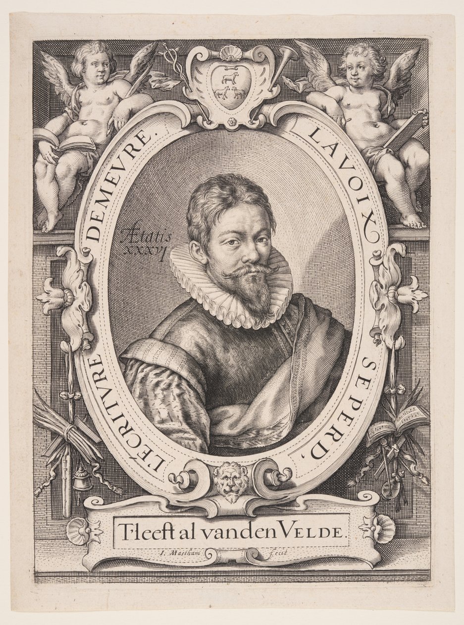 Jan van de Velde der Ältere, Kalligraph in Haarlem von Jacob Matham
