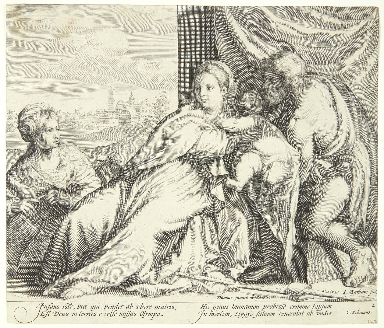Madonna und Kind mit Johannes dem Täufer und St. Katharina von Jacob Matham