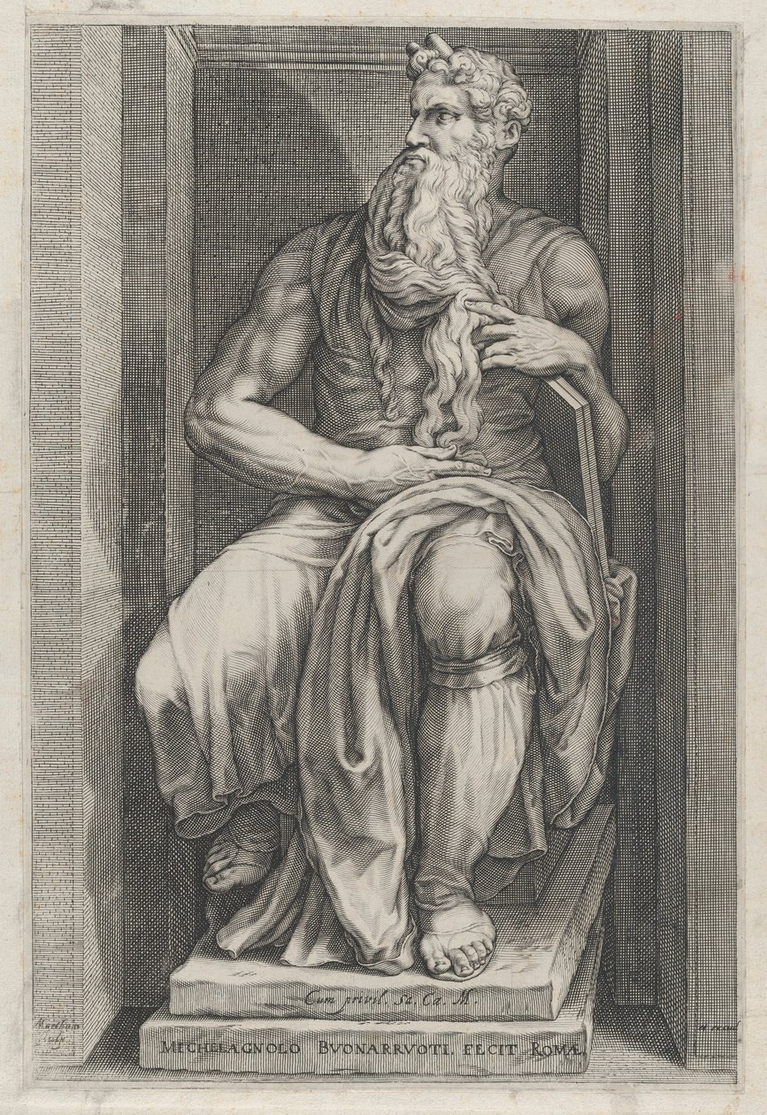 Speculum Romanae Magnificentiae: Moses nach der Skulptur von Michelangelo, 16. Jahrhundert von Jacob Matham