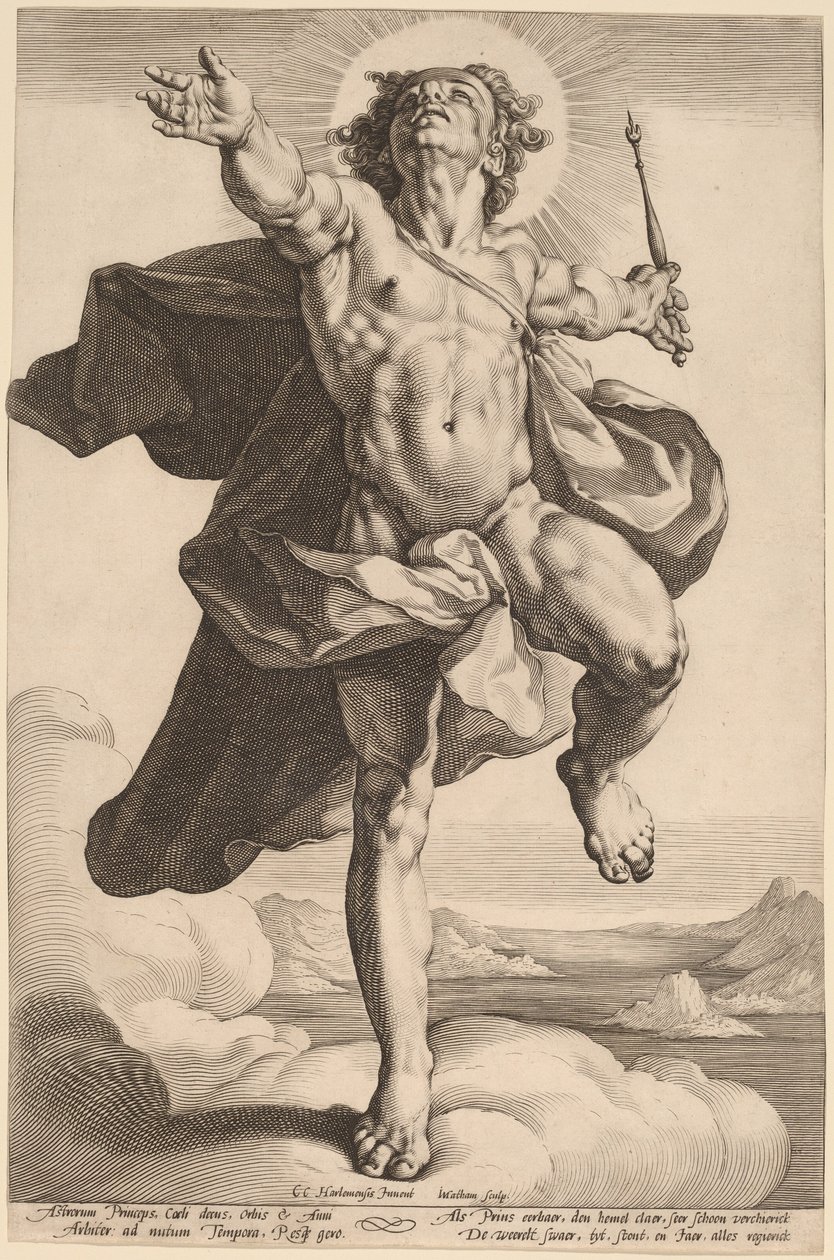 Apollo als Sol von Jacob Matham, after Cornelis Cornelisz van Haarlem