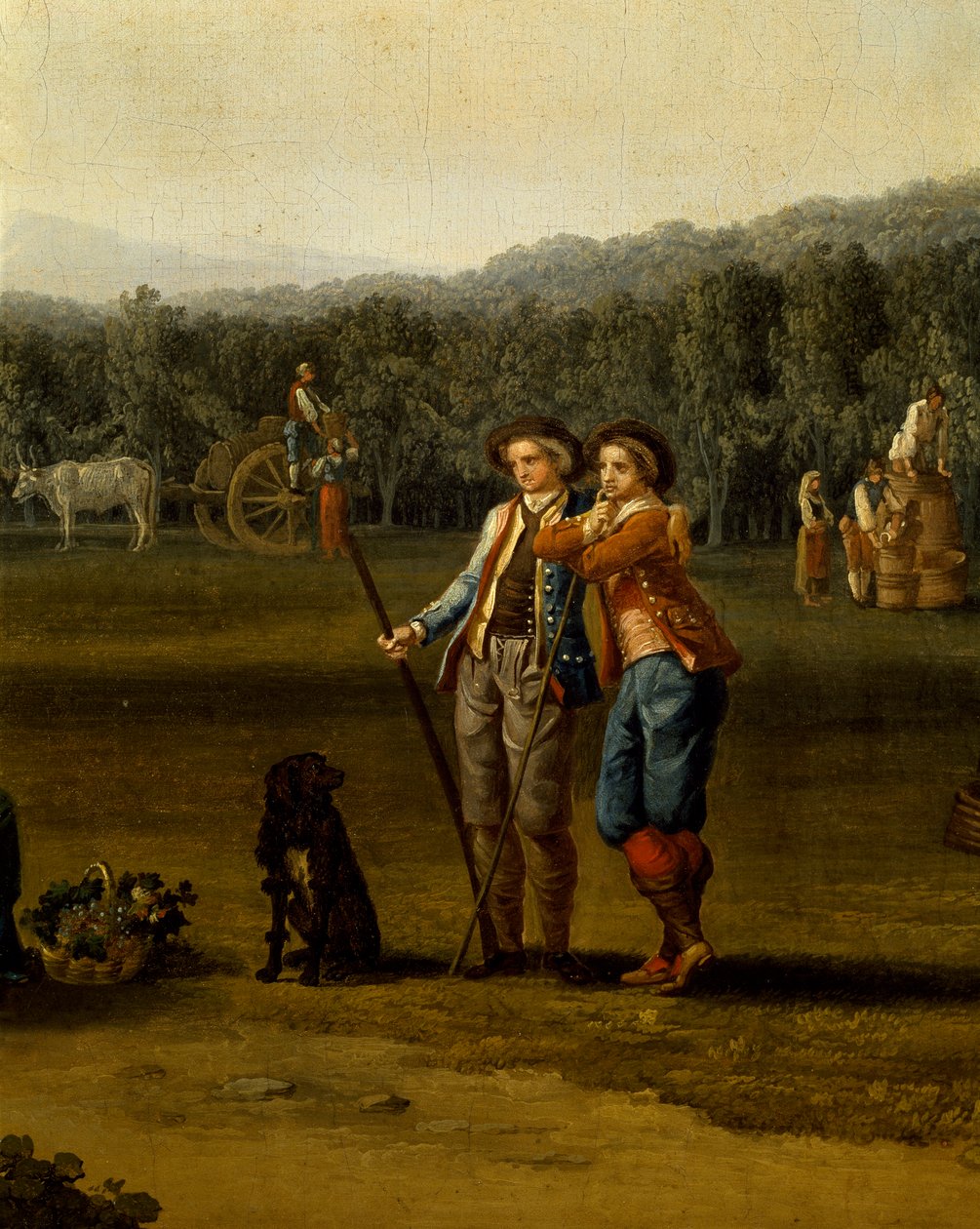 Ernte in Carditello, Detail von Jacob-Philippe Hackert
