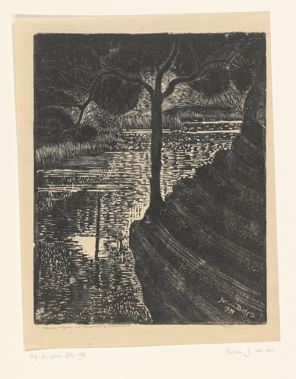 Karpfenteich auf Elswout in Overveen von Jacob Pieter van den Bosch (signed by artist)