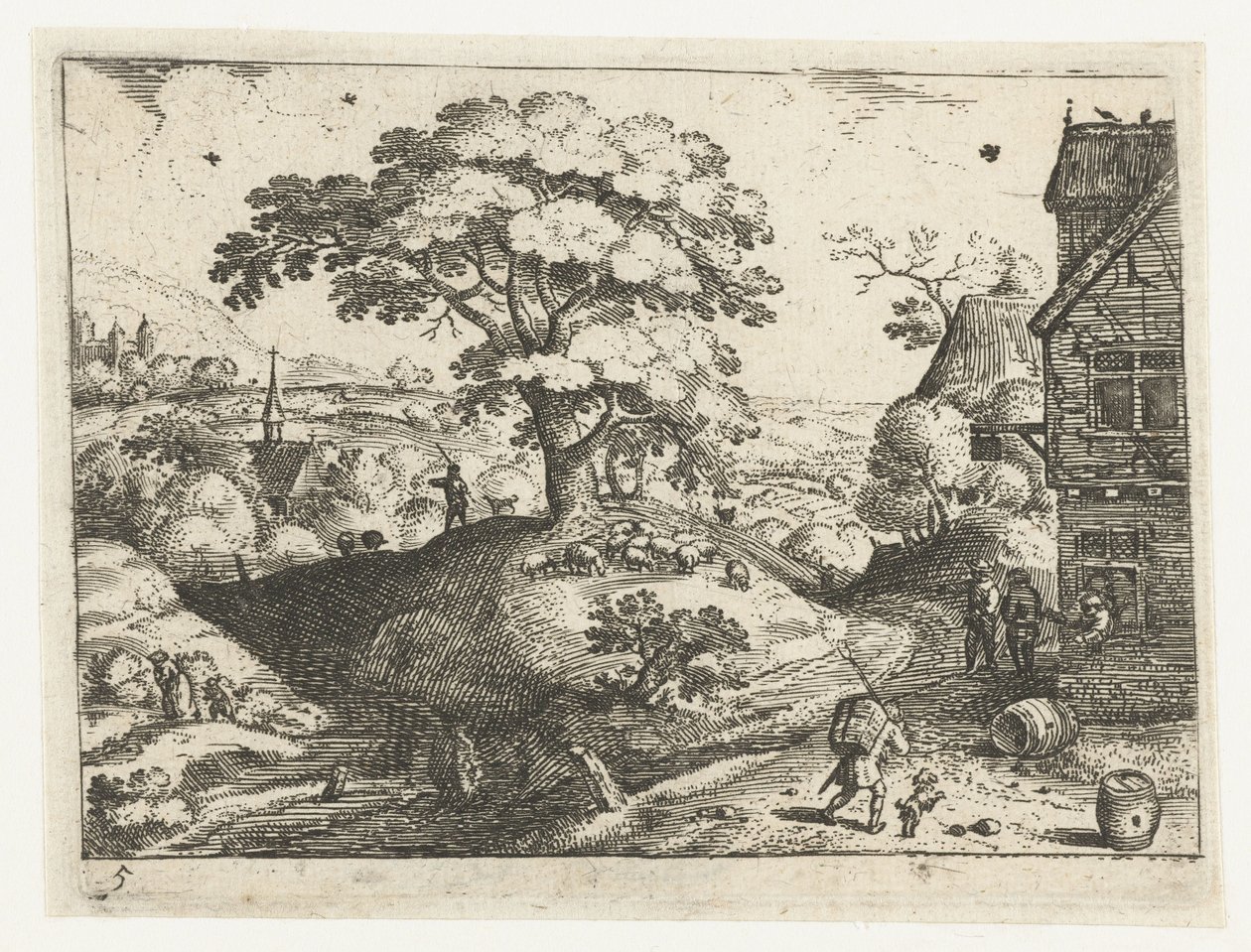 Landschaft mit Reisendem bei einem Gasthaus von Jacob Savery (I)