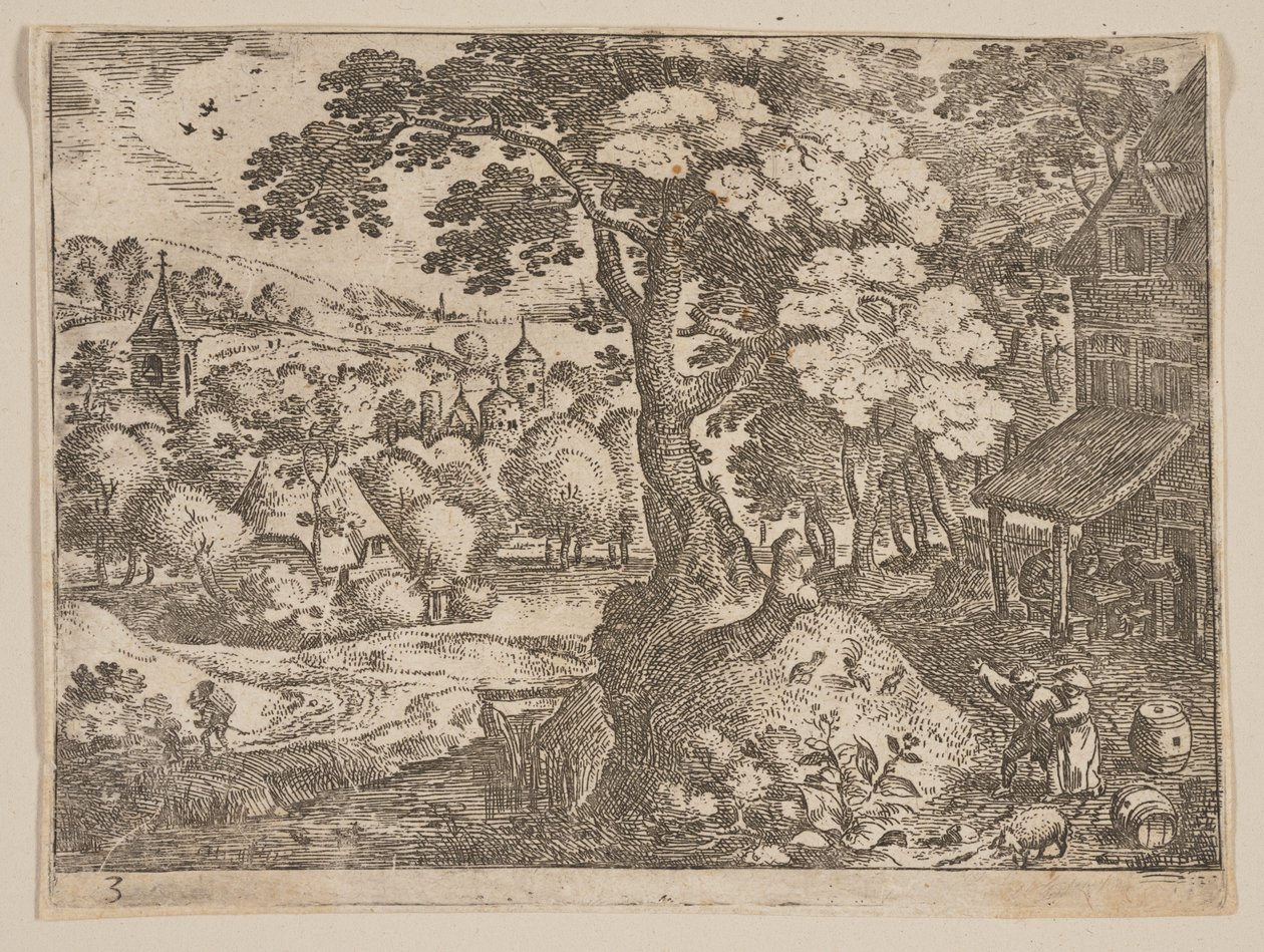 Taverne rechts von einem Weg, aus Landschaften von Jacob Savery I