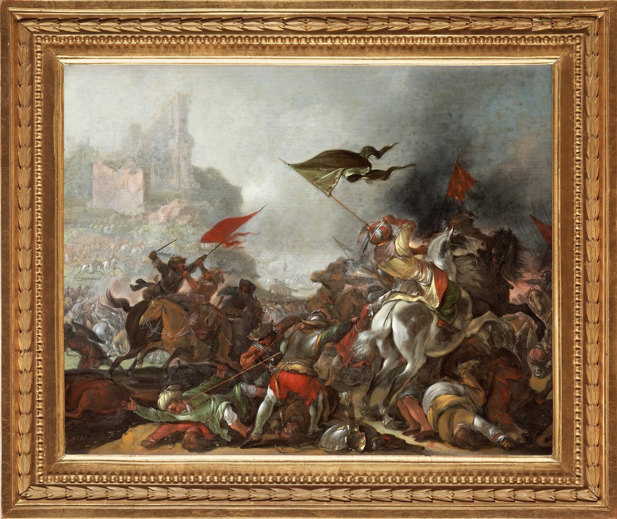 Schlacht zwischen Türken und Christen bei der Eroberung von Konstantinopel durch die osmanische Armee im Jahr 1453 von Jacob Weyer
