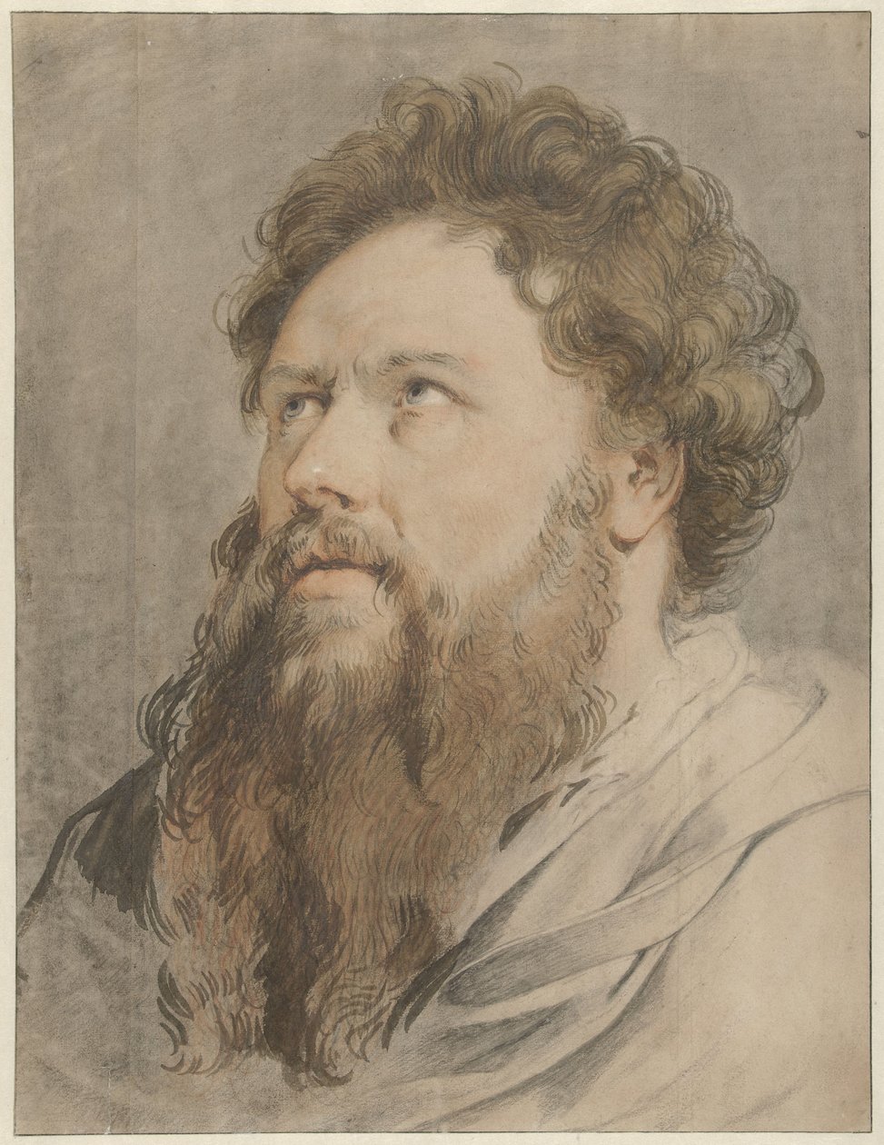 Kopf eines bärtigen Mannes, die Augen nach oben schauend von Jacob de Wit