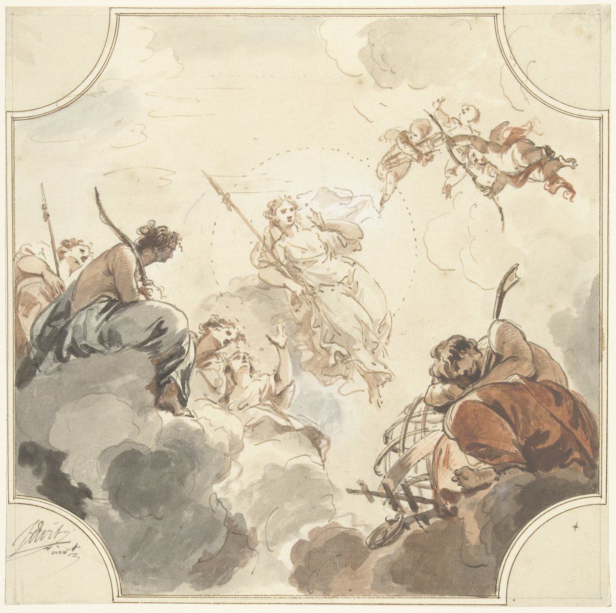 Entwurf für ein Deckengemälde mit Diana und Endymion von Jacob de Wit