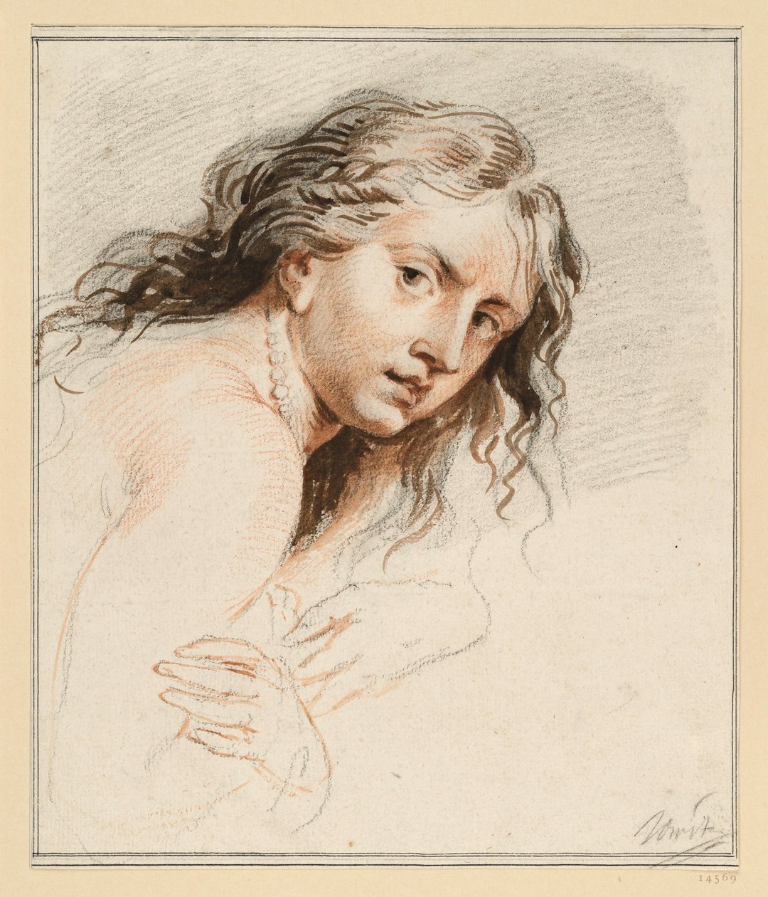 Teilstudie zu einer Susanna, Kopf und Hände von Jacob de Wit