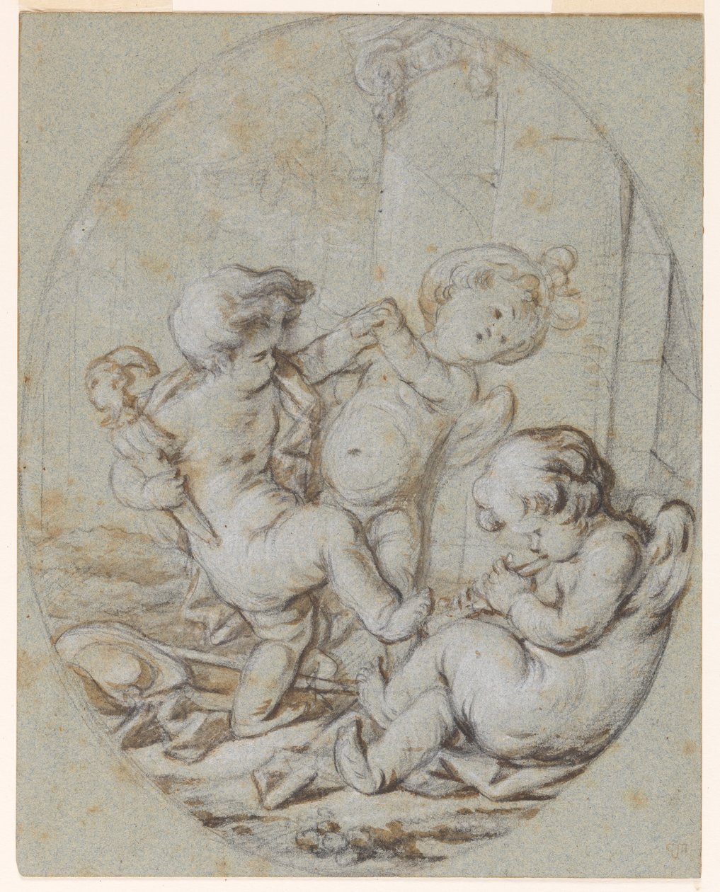 Drei Putti: Entwurf für ein Grisaille-Gemälde von Jacob de Wit