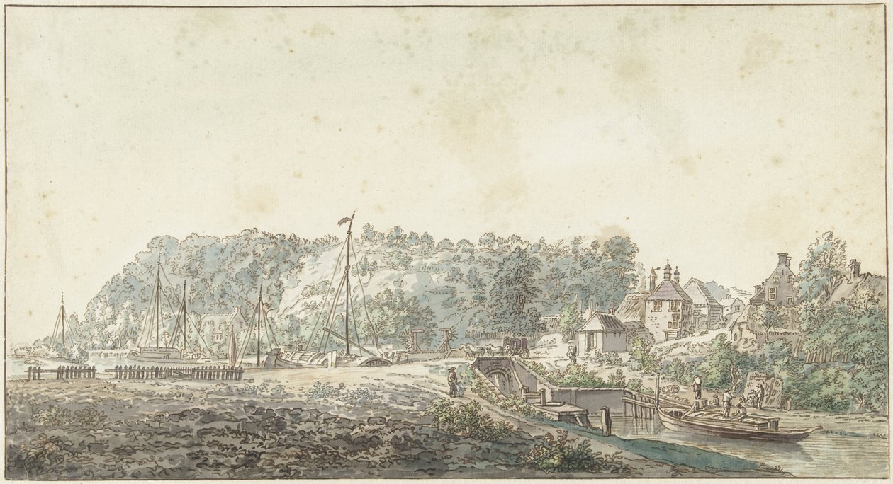 Die Schleuse bei der Grebbe zwischen Rhenen und Wageningen von Jacob van Liender